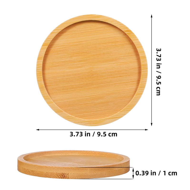 KALLORY Set of 6 Round Bamboo Coasters Mosaic Design Cup