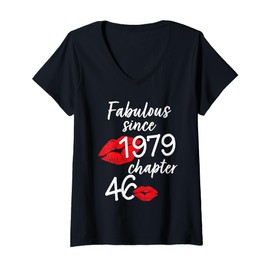 Womens 46 Years Old And Fabulous Birthday Since 1979 Chapter 46 V-Neck T-Shirt