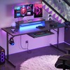 Bestier 63 Inch Gaming Desk with Power Outlets & LED