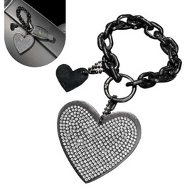 MOXRUQ 1 PC Cute Heart Keychains, Pretty Bling Key Chain Accessories, Heart Shape Key Chain with Sparkly Rhinestones for Car Keys Purse Charms Handbag Backpack Accessories (White)