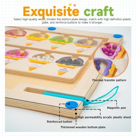 RunHero Magnetic Colour and Number Maze - Montessori Wooden Colour Matching Toys, Toddler Fine Motor Skills Toys Boys & Girls 3, 4, 5 Years Old Preschool Learning Activity Counting Puzzle Board