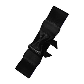 Banned Women's Stretch Faux Leather Waist Belt Bow Play It Right Dress Belt Red/White/Black/Purple/Blue 7 cm Wide