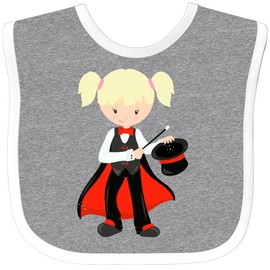 inktastic Magician Girl, Blonde Hair, Magic Wand, Hat Baby Bib Heather and White 447c0
