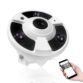 Eyessys 5MP (2880 * 1616P) Audio HD IP POE Security Camera 1.8mm Wide Angle Fisheye Panoramic Lens Camera 360 Degree Internal Night Vision for NVR/RSTP