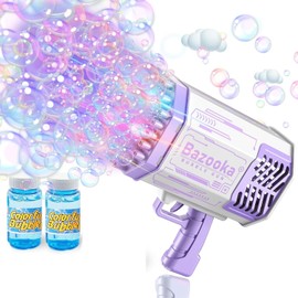 SHAHNARO Bubble Gun Bazooka for Kids, 12000 Bubbles Per Minute, 69 Holes, Purple Color, Fun Toy
