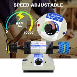 Leather Burnishing Machine, 350W Leather Polisher Sander, 0-10000RPM Adjustable Leather Edge Polisher Kit with Rosewood Grinding Head & Sanding Sleeves for Leather Craft, Woodworking