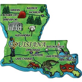 Flagline Louisiana - Acrylic State Map Refrigerator Magnet