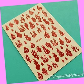 Holographic 3D Fire Flame Nail Stickers Xf3286 Xf3286 Red for Nails Design Nail Art Stickers Decals Supplies Manicure Tips Sticker Colorful for Nail Decorations