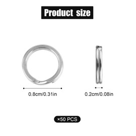 50pcs Small Split Rings, 8mm O Ring Connectors Stainless Steel Key Chain Rings Split Rings for Jewelry Making Metal Car Keys Craft Making