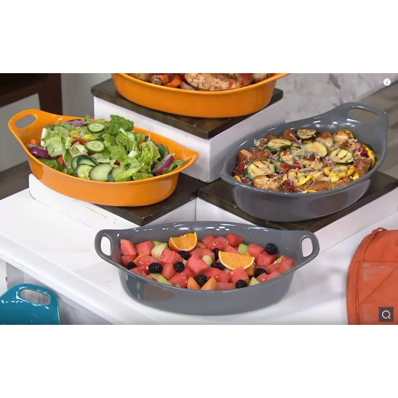 Rachael Ray 2-Piece Oval Stoneware Large Set. 2.48-qt & 3.25-qt