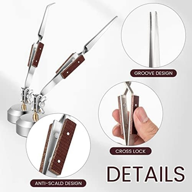 5 PCS Soldering Tweezers Set With Base 360° Rotation Fit
