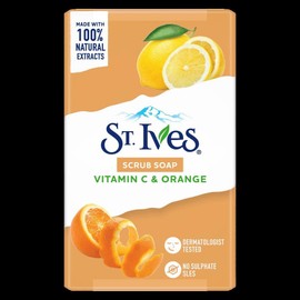St. Ives- Jabón exfoliante en barra con vitamina C y naranja (paquete de 4)