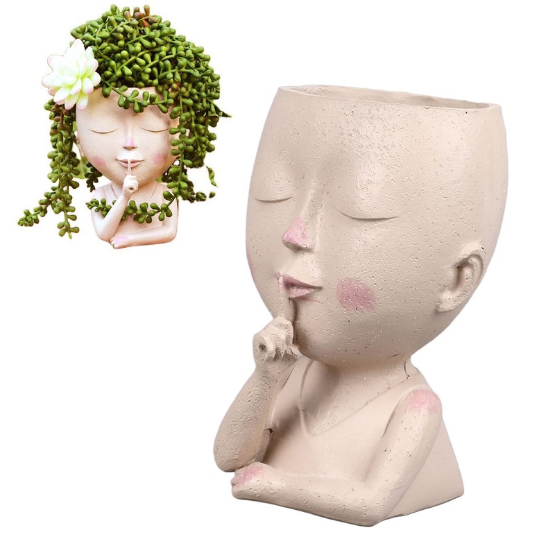 Face Flower Pot Head Planter Pot Cute Resin Succulent Planter