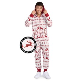 Tipsy Elves Men's Christmas Red and White Fair Isle Knit Jumpsuit Size Large