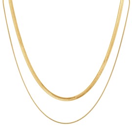 Joo&Rind 2 Pieces Necklaces Women's Gold, Multilayer Gold Chain Ladies, Stacked Adjustable Layered Chain Necklace for Girls, Jewellery Gifts for Women, Stainless Steel, No Gemstone
