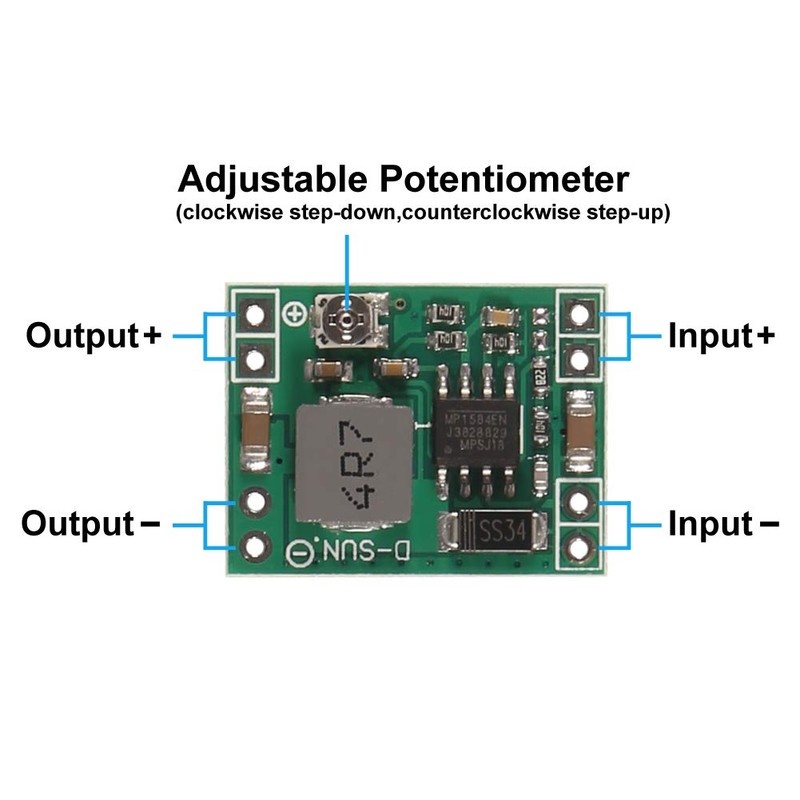 AITRIP 8 Pack Mini MP1584EN DC-DC Buck Converter Adjustable Power