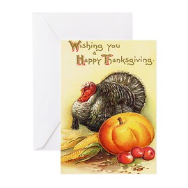 CafePress Vintage Thanksgiving Greeting Card (20-pack), Note Card with Blank Inside, Birthday Card Glossy