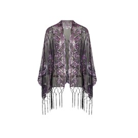 BABEYOND 1920s Sequined Peacock Shawl Wraps Fringed Evening Cape Wedding Bridal Shawl Scarf for Evening Dresses Party, Black Purple, One Size