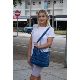 AOCINA AOCINA Denim Purse Jean Travel Tote Bags for Women Beach Bag Denim Purses and Handbags for Women(E-Dark Blue)