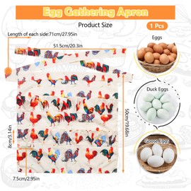 Huakaile 12 Deep Pockets Egg Apron, Chicken Egg Collecting Apron, Egg Holding Apron, Duck Goose Egg Gathering Apron for Housewife Farmhouse Kitchen Restaurant (Realist Style)