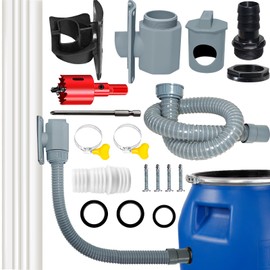 Rainwater Collector, Rain Collector for Square Downpipes 60-80 mm, Downpipe Rain Collector with Mounting Accessories, Rain Butt Connection Downpipe, Rainwater Collector Downpipe for Roofs up to 80 m²