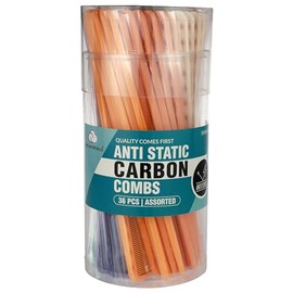 Dream World Anti Static Carbon Combs Assorted Color 36 Pcs Jar