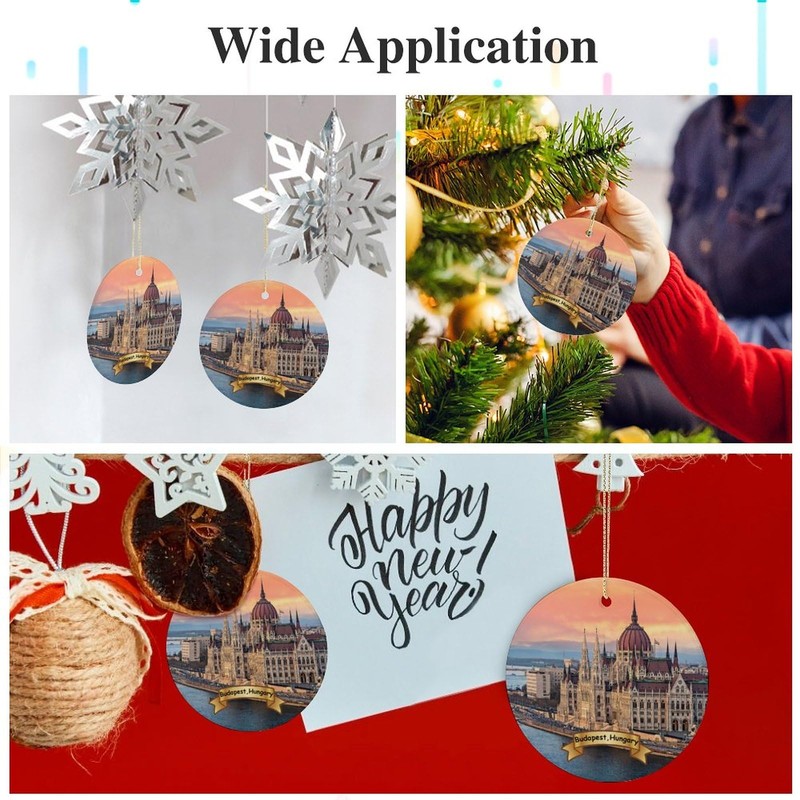 Budapest Hungary Christmas Ornament Porcelain Double-Sided Ceramic Ornament,2.9 Inches