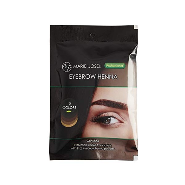Henna Hair Dye | 5 x 1g Packets for upto 50 applications | Henna Brow Tint 5 colors