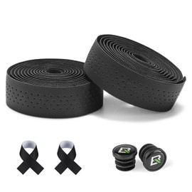 Rockbros Bar Tape, Road Bike, EVA + PU, Bar Tape, Bicycle Grip Tape, Shock Absorbing, Cushion, Handle Tape, Anti-Slip, Set of 2, Breathable, End Caps Included, Black, Red, White, Blue