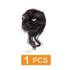 prinfantasy Hairpiece Hair Scrunchie Updo Bridal Hairstyles Voluminous Curly Messy Bun Black FQ001