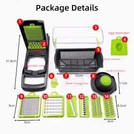 15 In 1 Fruit Vegetable Slicer Cutter Food Onion Veggie Dicer Chopper Kitchen US