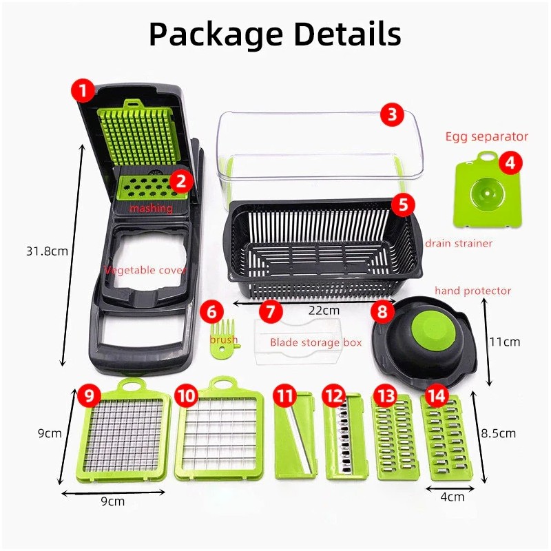 15 In 1 Fruit Vegetable Slicer Cutter Food Onion Veggie