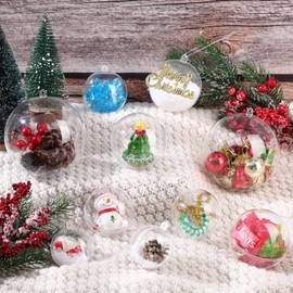 Sratte 36 Pcs Christmas Fillable Ornaments Ball Clear Plastic Hanging Ornaments DIY Craft Transparent Ball for Wedding Holiday Xmas Party Tree Decor Home (50 mm/1.97 Inches)