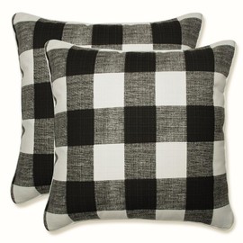 Pillow Perfect Outdoor/Indoor Anderson Matte Throw Pillows, 18.5" x 18.5", Black 2 Count