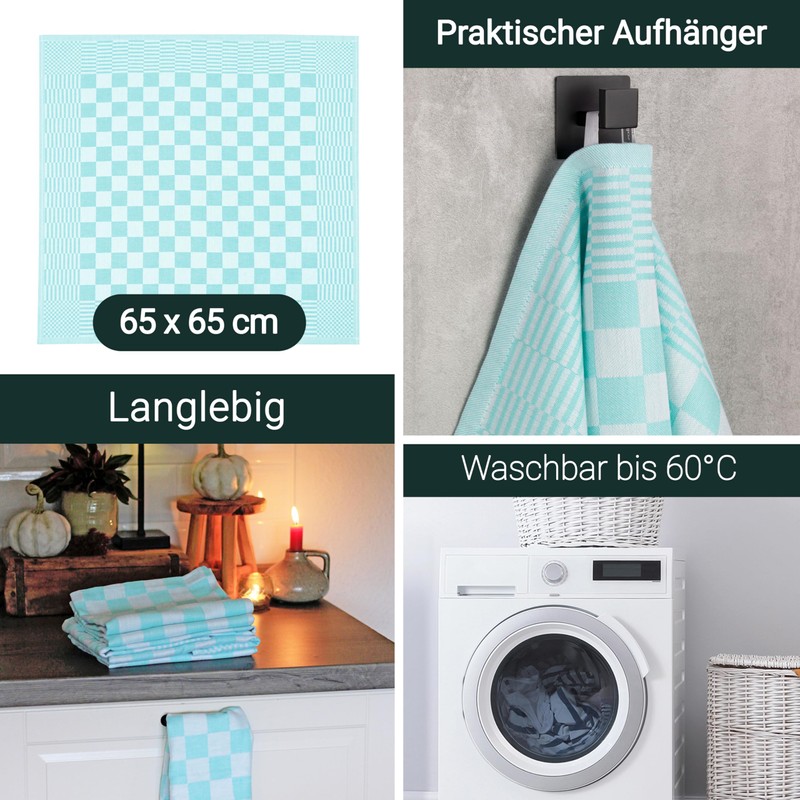 ZOLLNER 352 Tea Towels, 65 x 65 cm, 100% Cotton,