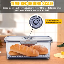 Mini Bread Boxes with Lid and Time Attendance, Modern Airtight Bread Box for Kitchen Counter, Airtight, Grey Bread Storage Container, Bread Basket Storage Box for Homemade Toast, Bagel, Doughnut,