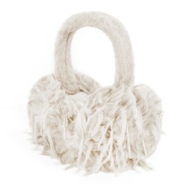 Fashionable Foldable Earmuffs for Autumn and Winter - Warm Plain Ear Warmers with New Tassel Feathers Portable Ear Cups Earmuffs, beige