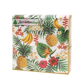 20 Napkins Tropical Fruits and Leaves / Summer / Pineapple / Banana 33 x 33 cm