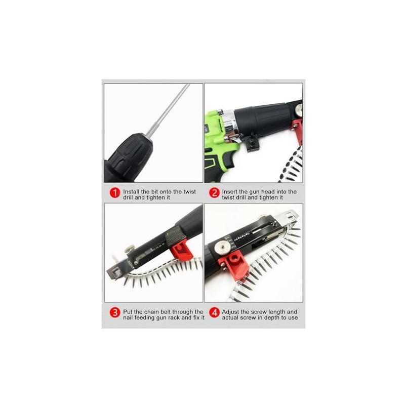 Automatic Chain Nail Gun, Electric Drill Screw Tension Tool Woodworking