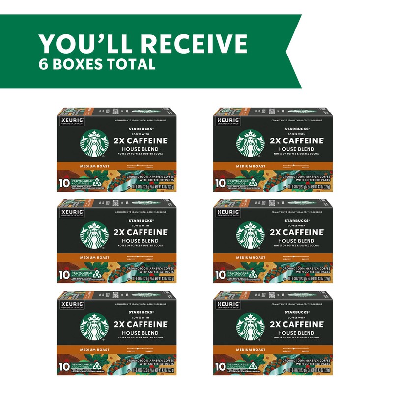 Starbucks K-Cup Coffee Pods, Medium Roast Coffee With 2X Caffeine