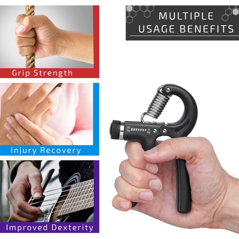 Grip Trainer, Adjustable Resistance Hand Grip Exerciser with Stainless Steel