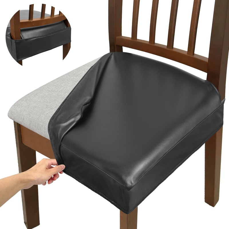 KIDOACOW Soft Leather Chair Seat Covers Dining Chairs Set of