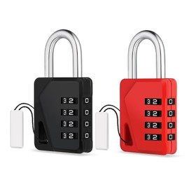 ZHEGE Gym Lock, 4 Digit Combination Lock for Locker with DIY Name Tags, Number Lock for Gym Locker, School Locker, Toolbox, Cabinets, Gate Locks for Outdoor Fence, Shed (Black and Red)