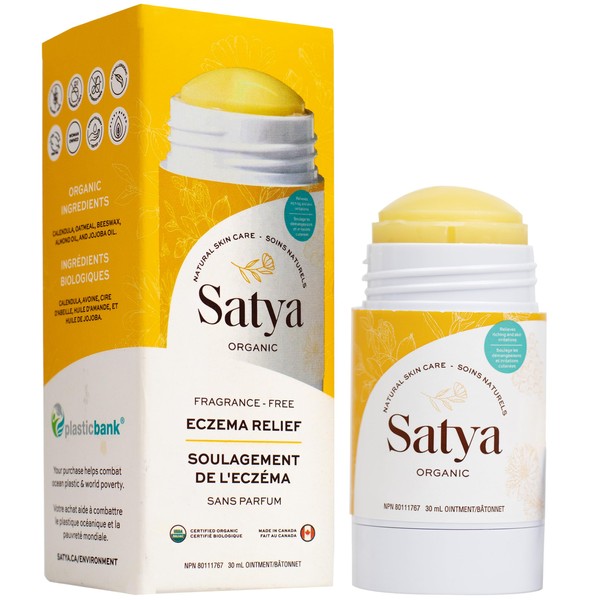 Satya Organic Eczema Balm - Easy Glide Eczema, Chafe Stick - Full Body Chafing Balm - Eczema Cream Baby and Adults - 1 oz Eczema Treatment