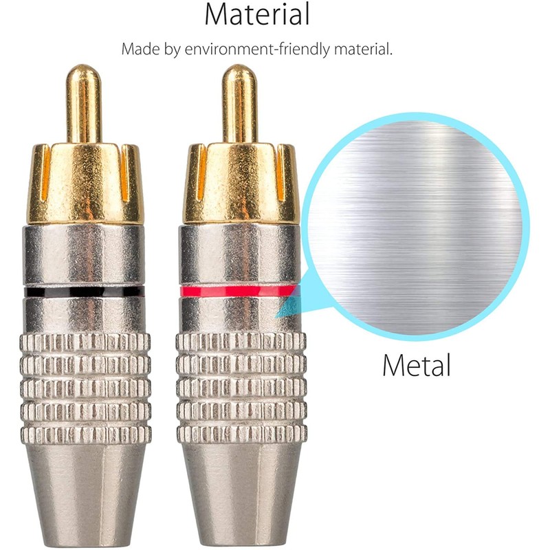 RUNCCI-YUN RCA Plug Solder Gold Audio Video Cable Connector (20Pack)