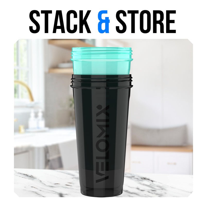 VELOMIX -2 Pack- 28 oz Protein Shaker Bottles for Protein
