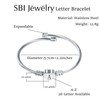 SBI Jewelry Heart Love E Initial Letter Cuff Bracelets for