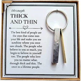 Through Thick and Thin Keychain - Best Friend Gift,¡¾2022 Best¡¿Inspirational Friendship Keychain, Ups And Downs