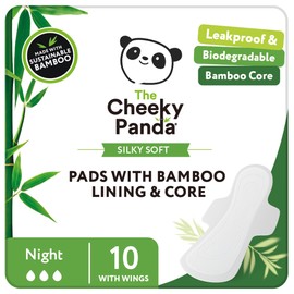 The Cheeky Panda Organic Sanitary Towels for Women – Night Pads – 10 Organic Pads Per Pack - with Bamboo Pads and Core