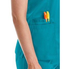Maevn Matrix Double V-Neck Scrub Top (Medium, Teal Blue)